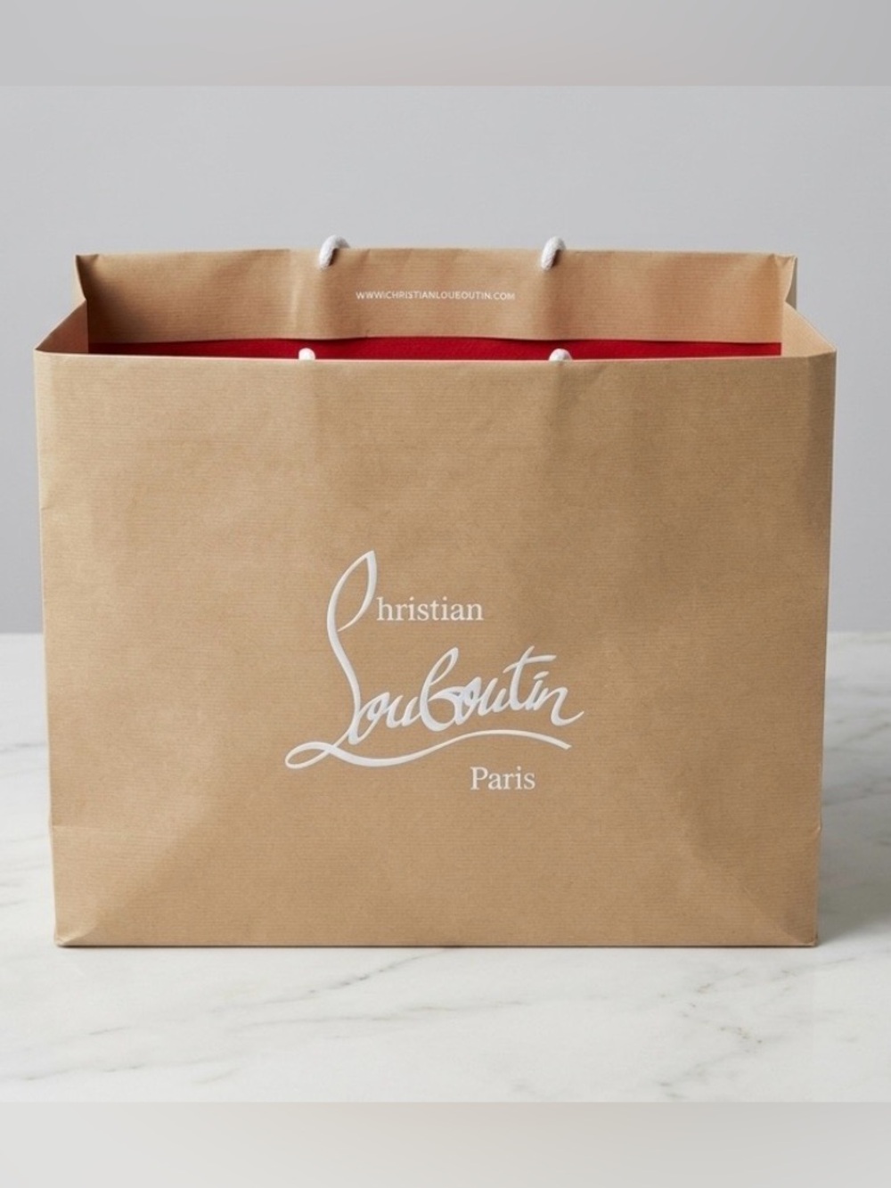 Christian Louboutin Tan Shopping Bag with Red Interior